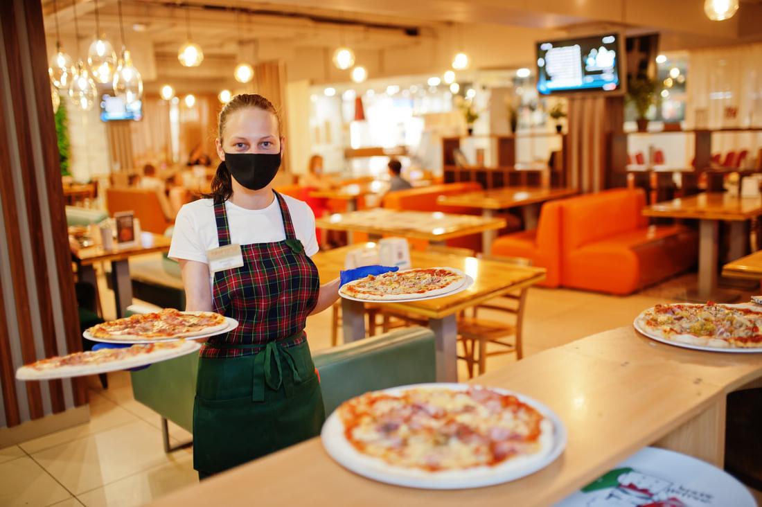 Serving Pizza with Mask